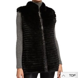 Gorski Quilted Rabbit Fur Reversible Down Vest